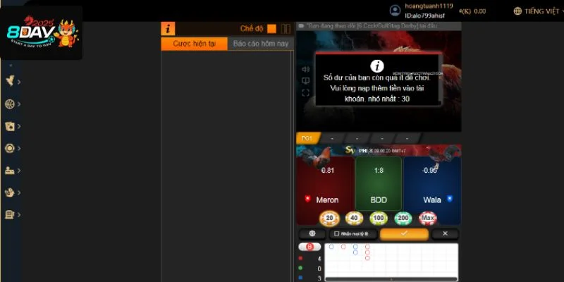 Không khó để bet thủ có thể tham gia sàn cược đá gà 8DAY app.