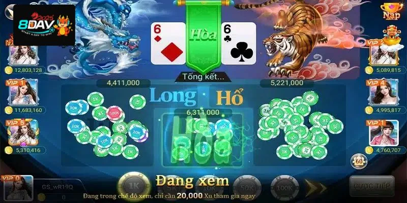 Bài Rồng hổ tại 8DAY là sảnh cược sôi động hàng đầu hiện nay.