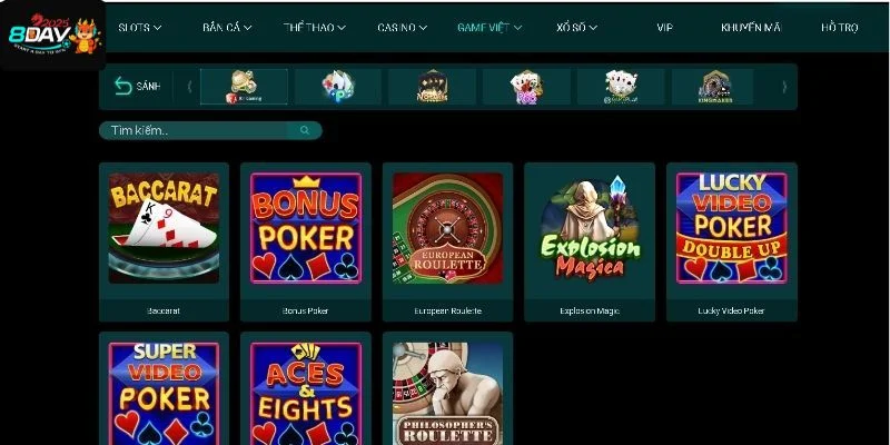 Sảnh cược game bài 8DAY đem đến cho bet thủ trải nghiệm tuyệt vời.