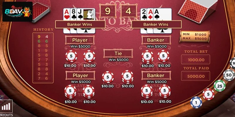 Luật tính điểm Baccarat trên bàn cược rất rõ ràng.